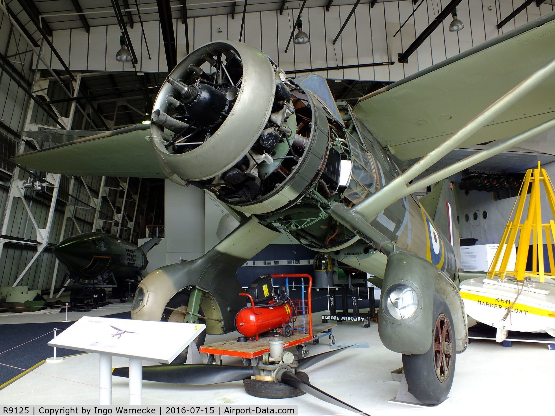 R9125, 1940 Westland Lysander III C/N 1185, Westland Lysander III (getting dismantled for removal from the Battle of Britain Hall) at the RAF-Museum, Hendon