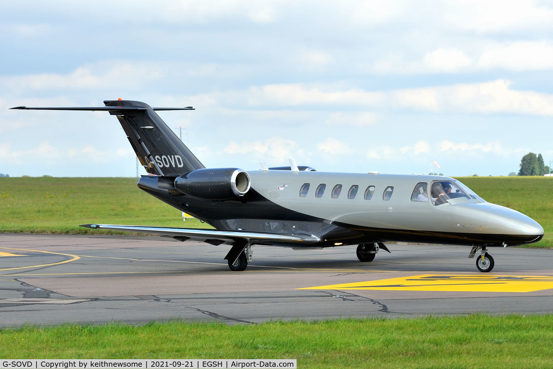 G-SOVD, 2002 Cessna 525A CitationJet CJ2 C/N 525A-0082, Leaving Norwich.