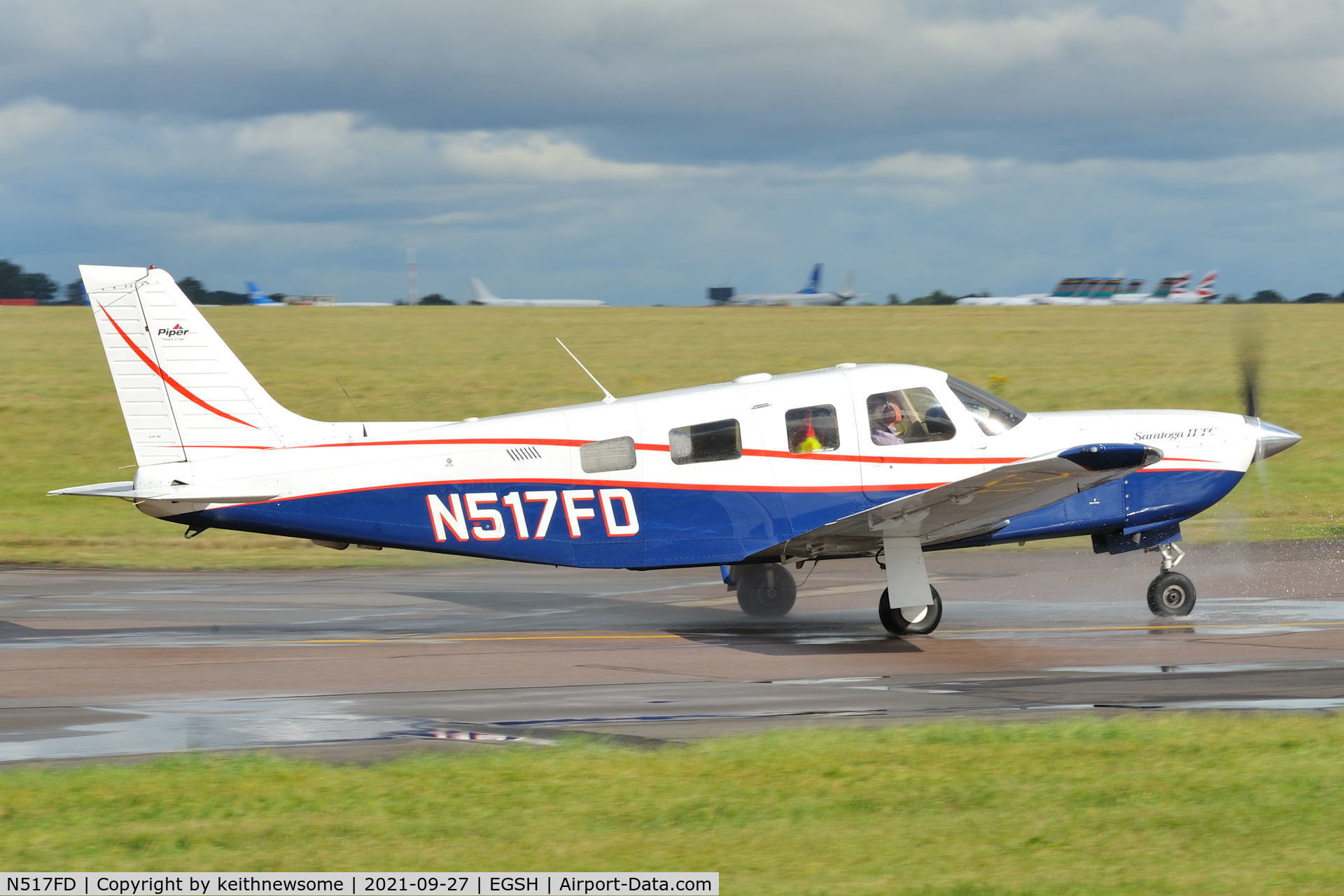 N517FD, 2001 Piper PA-32R-301T Turbo Saratoga C/N 3257263, Leaving Norwich.