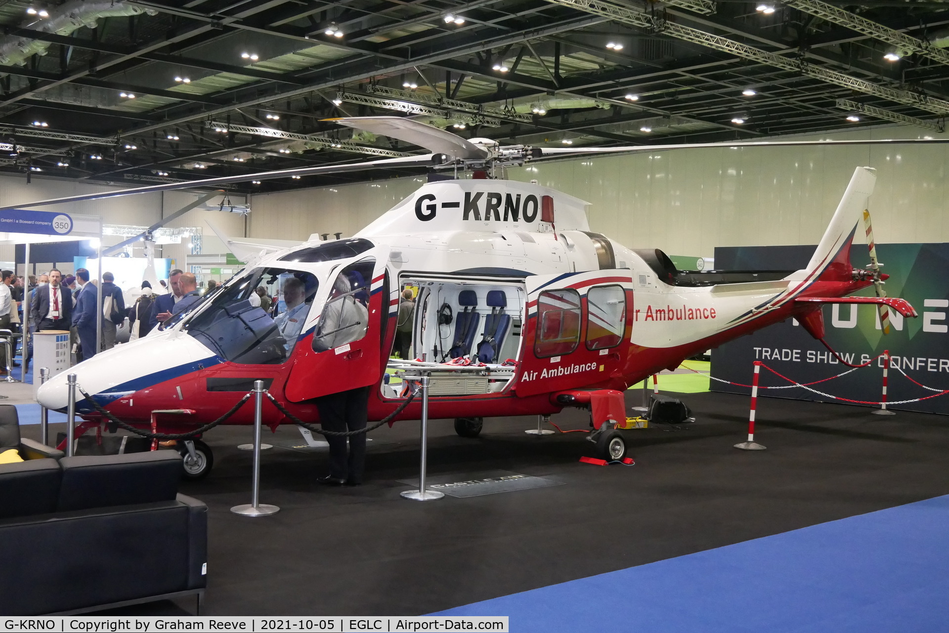 G-KRNO, 2013 AgustaWestland AW-109SP Grand New C/N 22298, On display at Helitech 202,1 in the Excel Centre London.