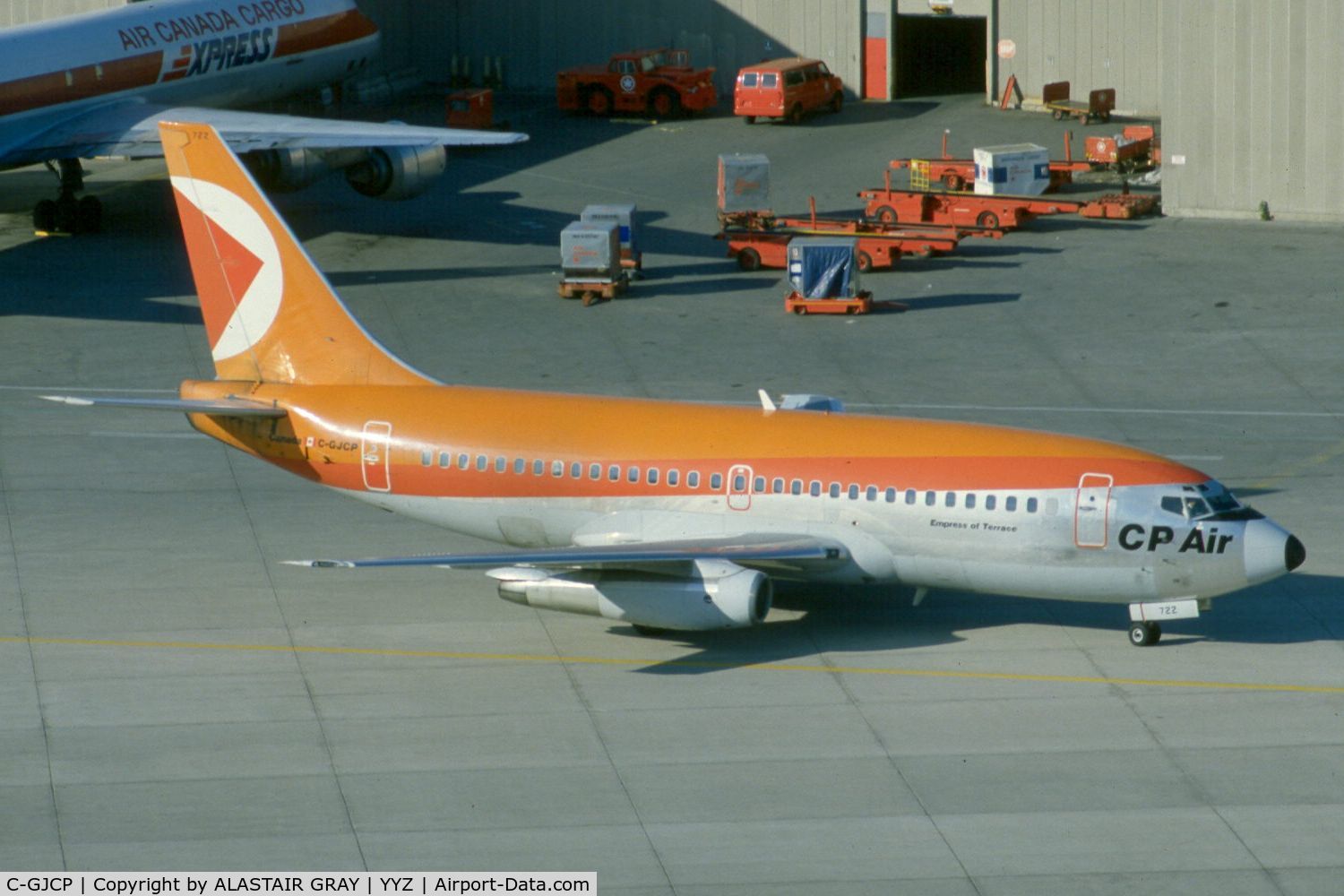 C-GJCP, 1982 Boeing 737-217 C/N 22728, I still think this livery was way ahead of its time. Taken from the top floor of the terminal 2 parking lot at Pearson.