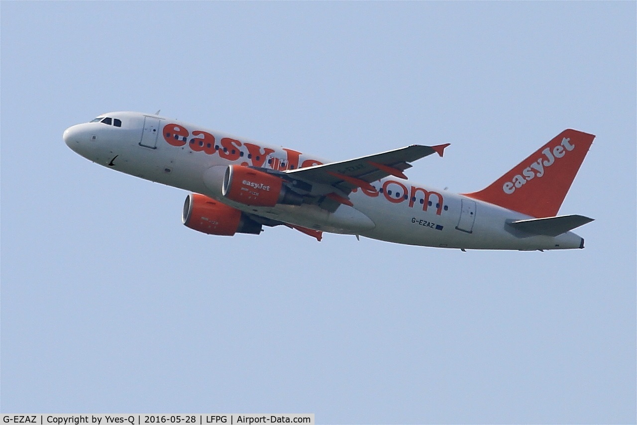 G-EZAZ, 2006 Airbus A319-111 C/N 2829, Airbus A319-111, Climbing from rwy 08L, Roissy Charles De Gaulle airport (LFPG-CDG)