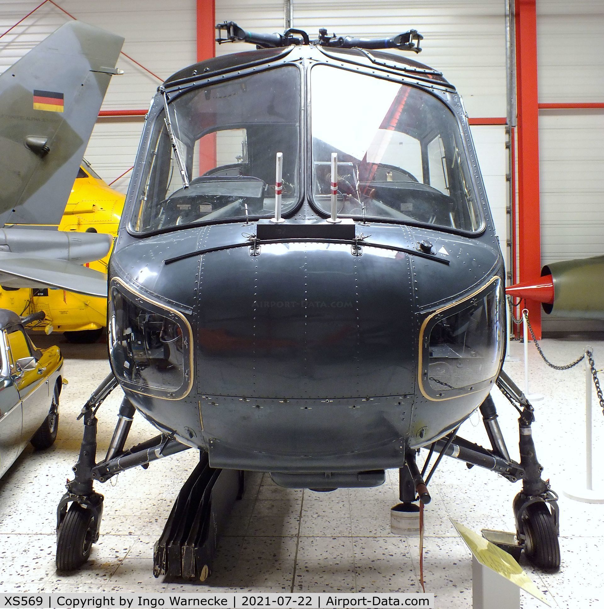 XS569, Westland Wasp HAS.1 C/N F9580, Westland Wasp HAS1 (rotor blades dismounted) at the Flugausstellung P. Junior, Hermeskeil