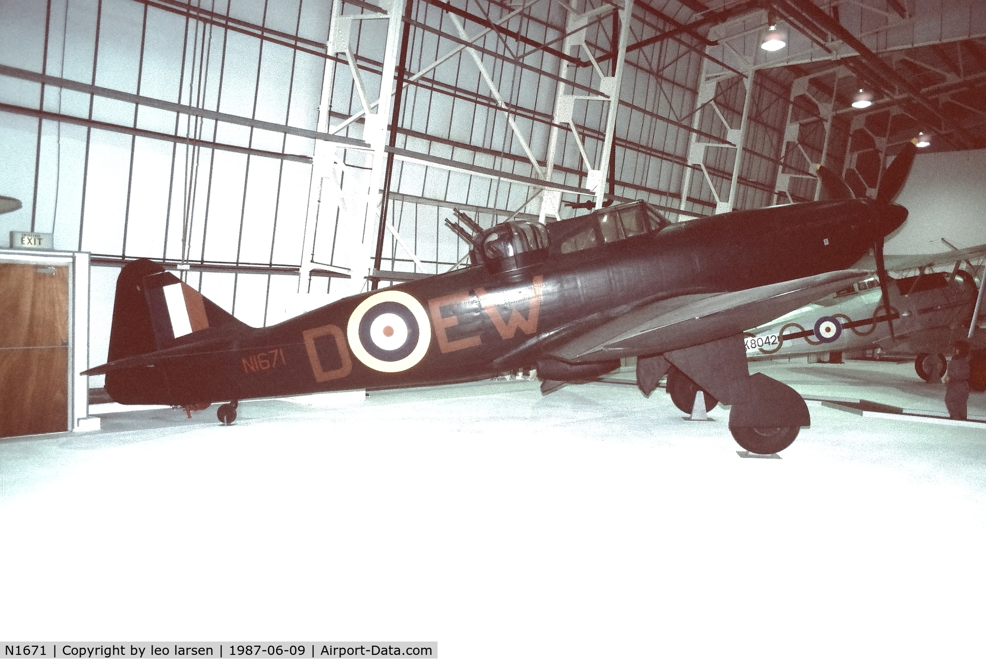N1671, 1938 Boulton Paul Defiant I C/N Not found N1671, RAF Museum Hendon 9.6.1987