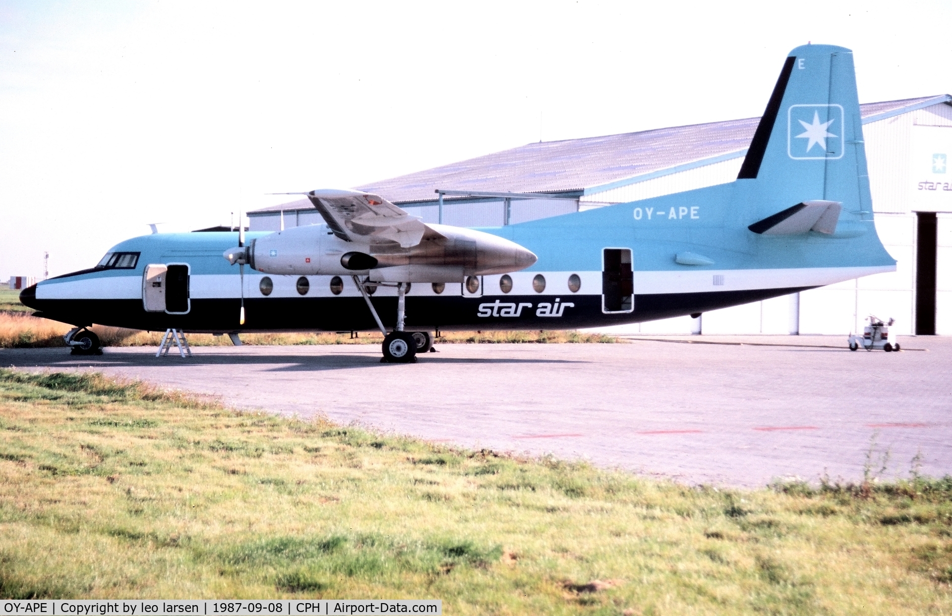 OY-APE, 1970 Fokker F.27-600 Friendship C/N 10443, Copenhagen 8.9.1987