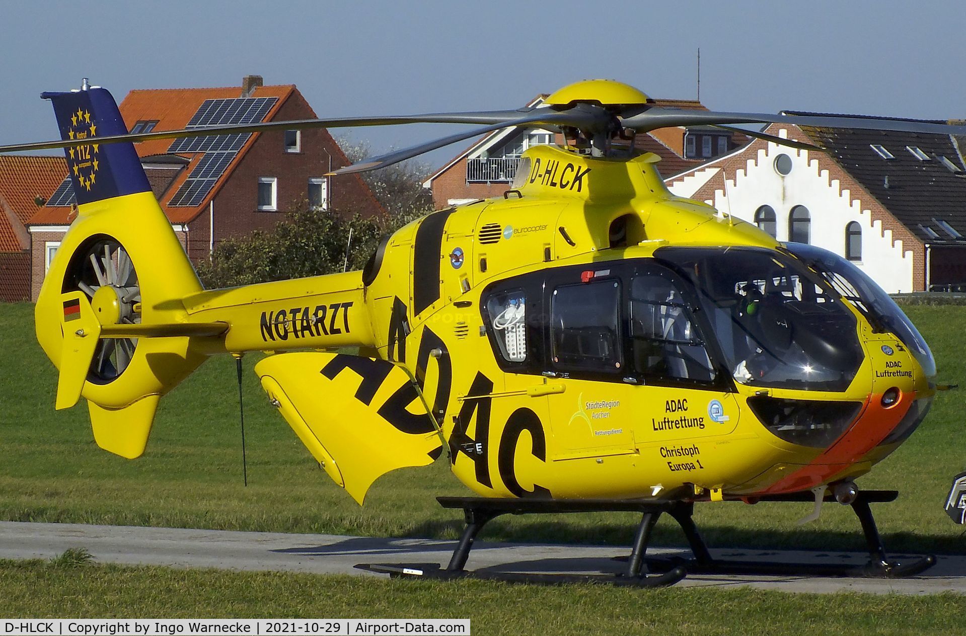D-HLCK, Eurocopter EC-135P-2+ C/N 1003, Eurocopter EC135P2+ 'Christoph Europa 1'  EMS-helicopter of ADAC Luftrettung at the shoreside park in Juist (East Frisia)