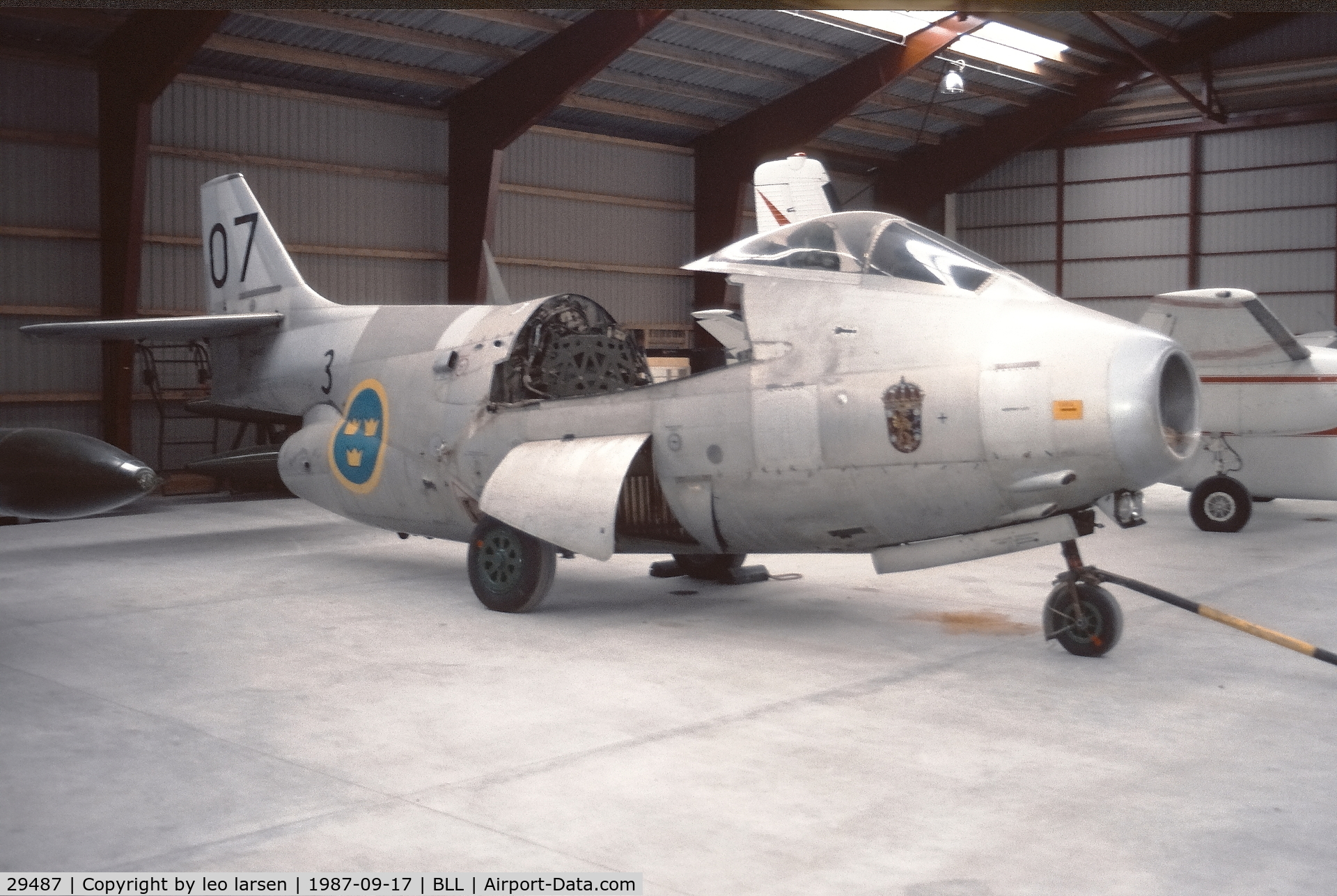 29487, Saab J-29F Tunnan C/N 29487, Billund 17.9.1987