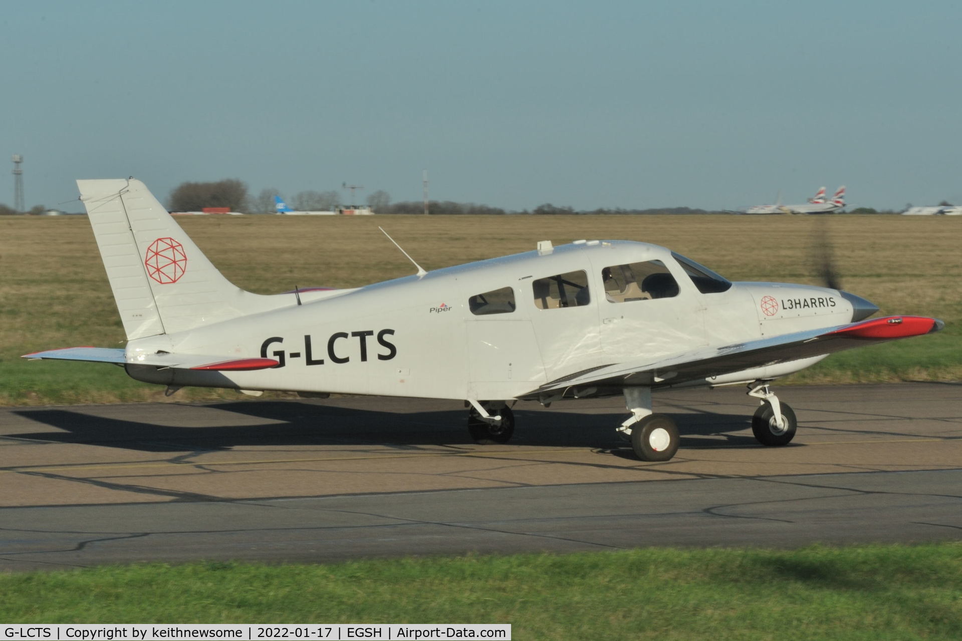 G-LCTS, 2019 Piper PA-28-181 Cherokee Archer III C/N 2881277, Leaving Norwich.