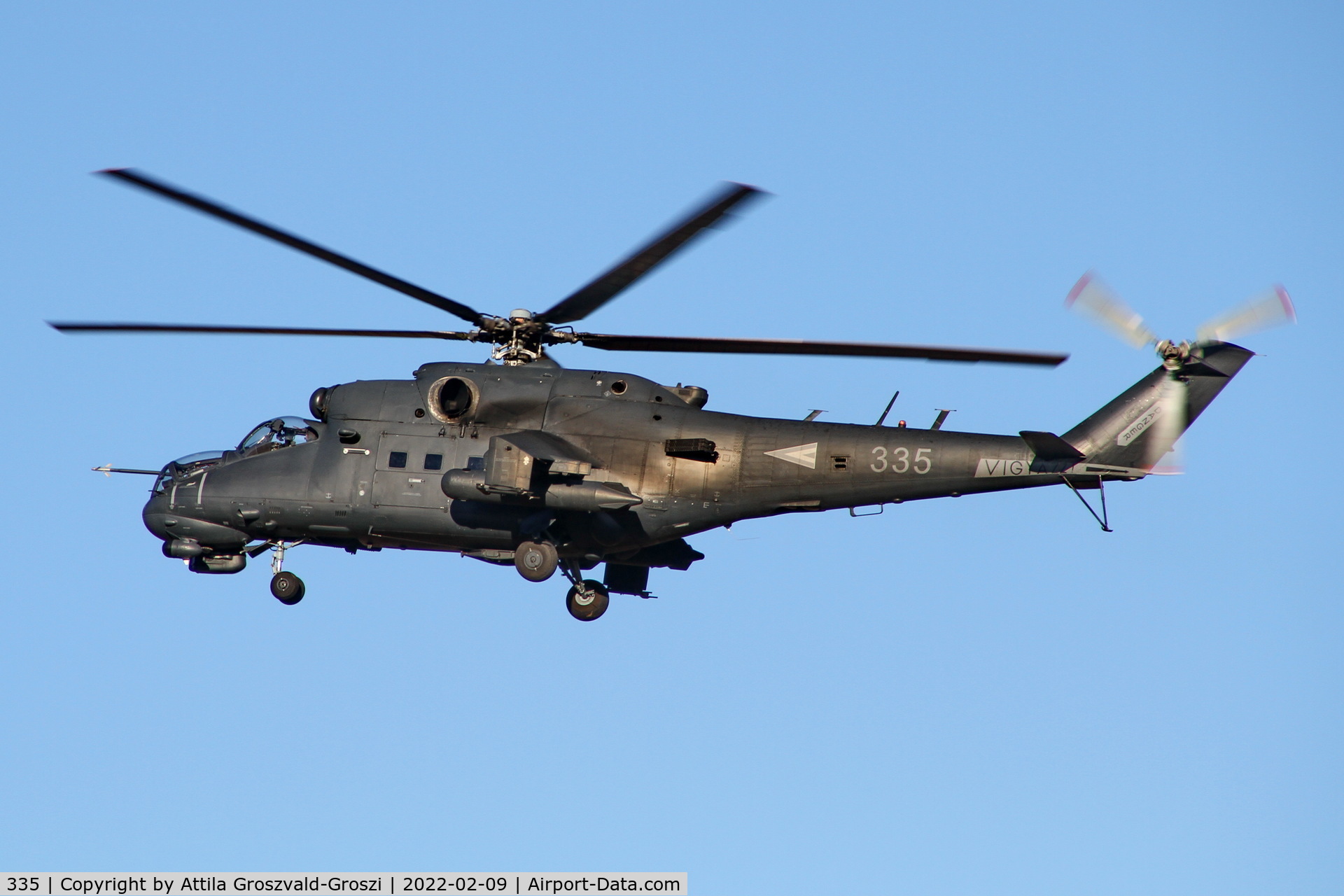 335, 1989 Mil Mi-24P Hind F C/N 340335, Veszprém, Jutas-újmajor, Training base of the Hungarian Air Force.