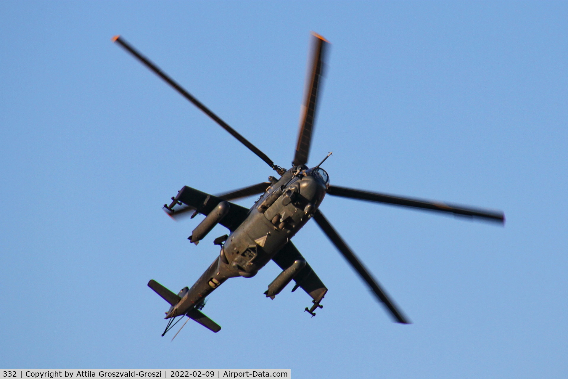 332, 1989 Mil Mi-24P C/N 340332, Veszprém, Jutas-újmajor, Training base of the Hungarian Air Force.