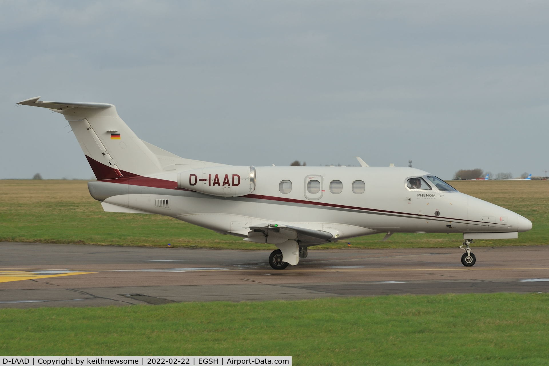 D-IAAD, 2010 Embraer EMB-500 Phenom 100 C/N 50000215, Leaving Norwich for Zurich.