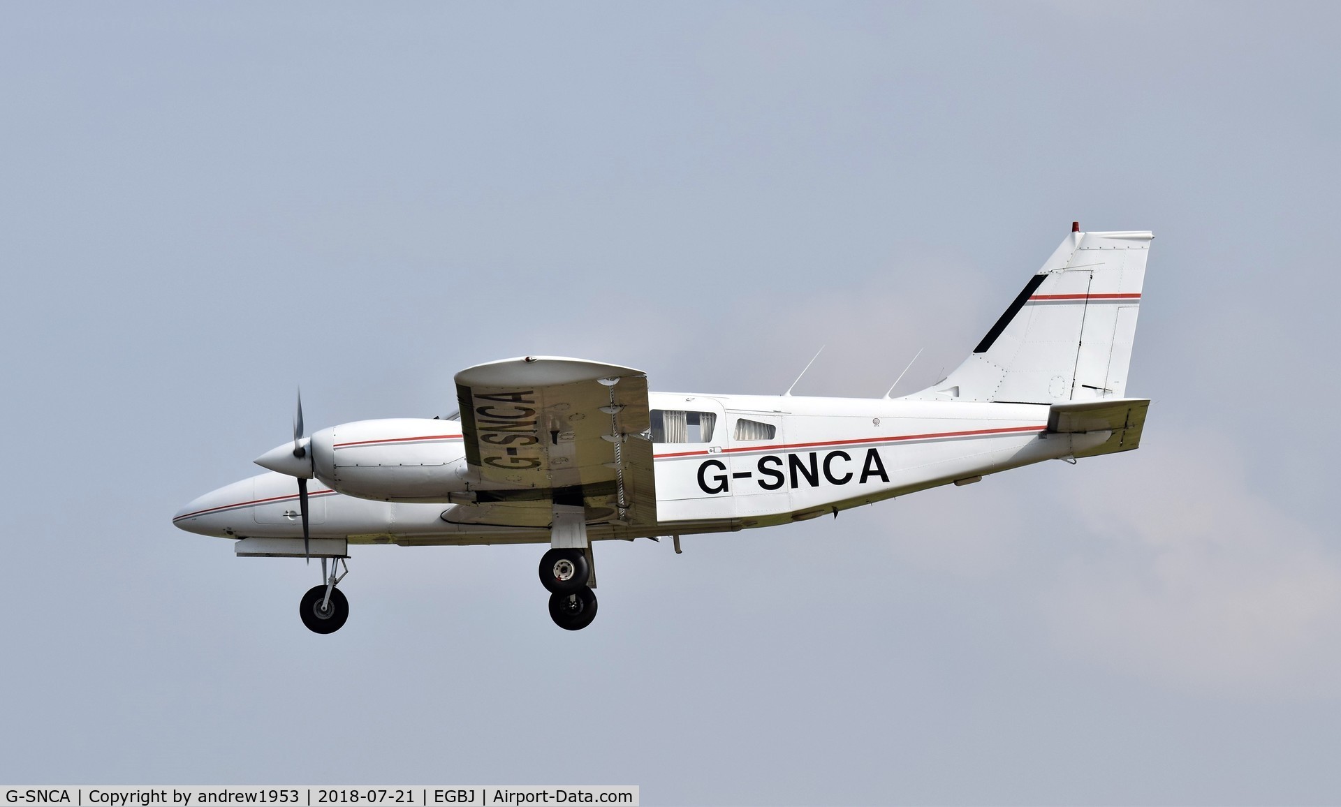 G-SNCA, 1979 Piper PA-34-200T Seneca II C/N 34-7970355, G-SNCA at Gloucestershire Airport.