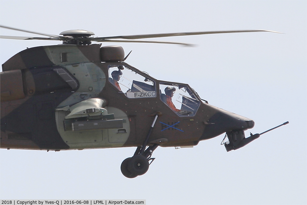 2018, Eurocopter EC-665 Tigre HAP C/N 2018, Airbus Helicopters EC-665 Tigre HAP, Test flight with provisional registration F-ZKCC, Marseille-Provence airport (LFML-MRS)