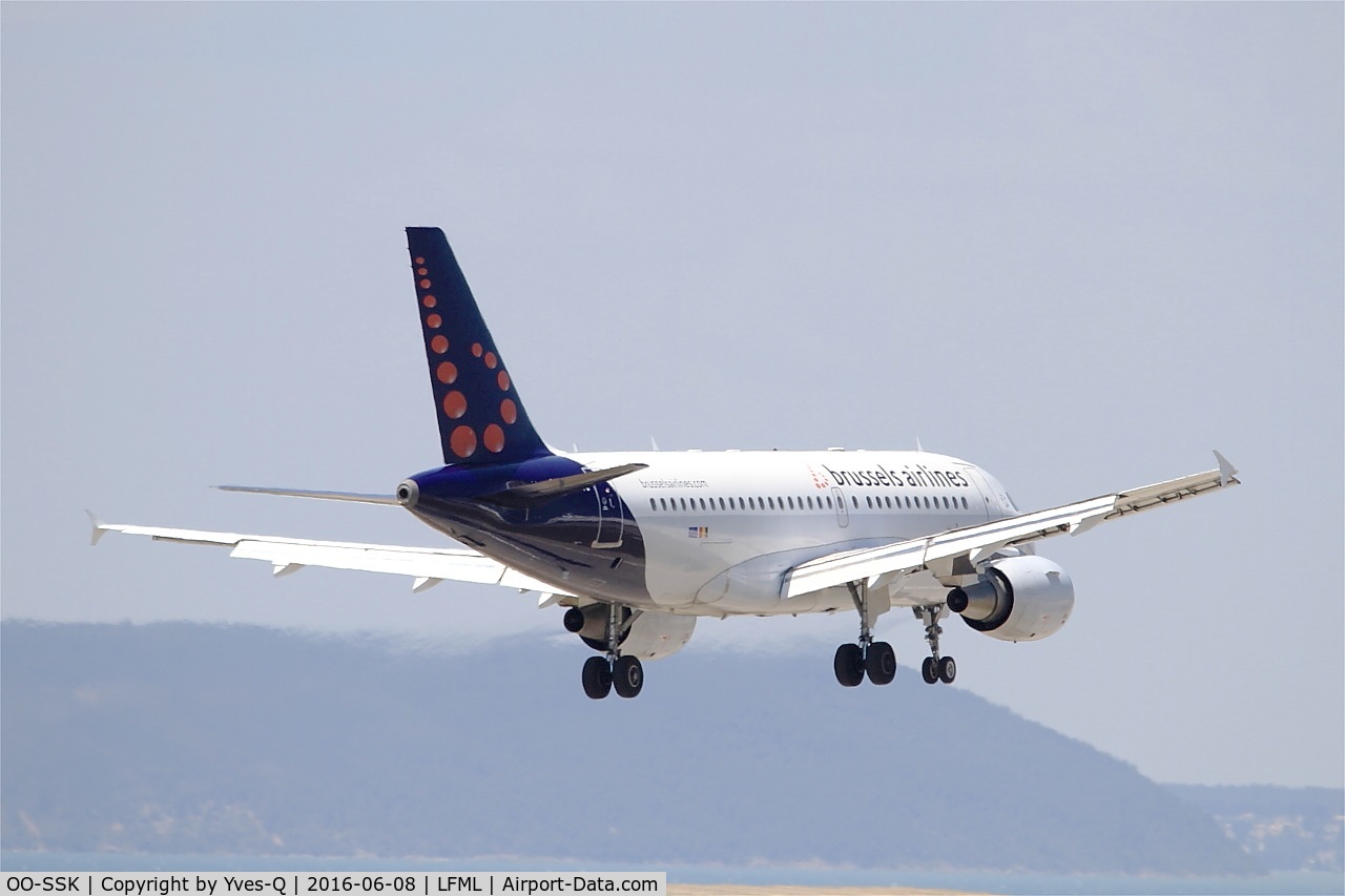 OO-SSK, 2000 Airbus A319-112 C/N 1336, Airbus A319-112, On final Rwy 31R, Marseille-Provence Airport (LFML-MRS)