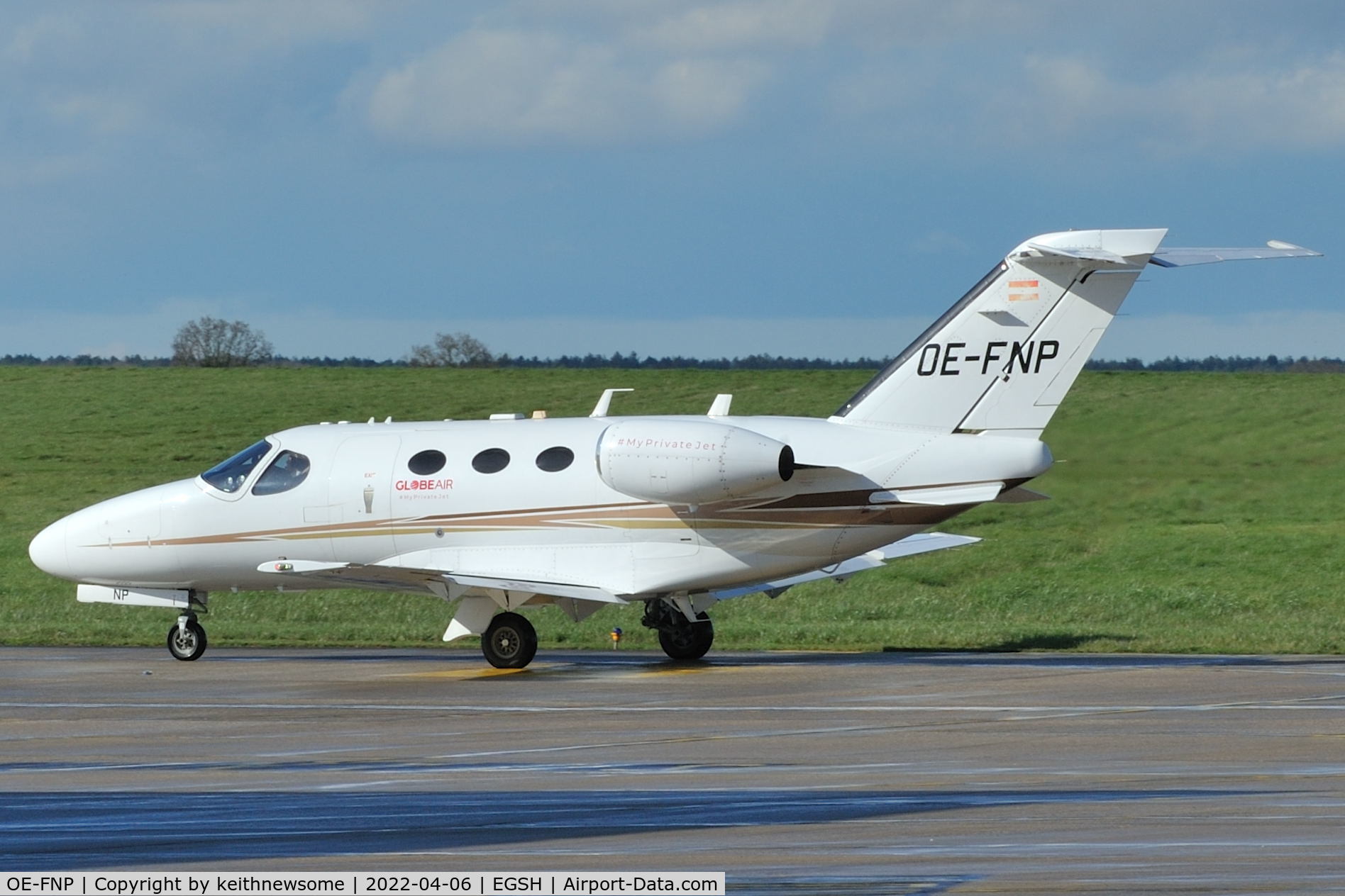OE-FNP, 2009 Cessna 510 Citation Mustang Citation Mustang C/N 510-0185, Arriving at Norwich from London City Airport.