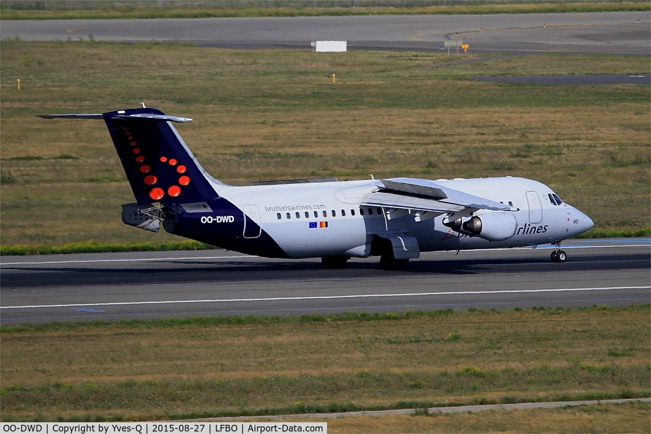 OO-DWD, 1998 British Aerospace Avro 146-RJ100 C/N E3324, British Aerospace RJ100, Landing rwy 14R, Toulouse-Blagnac Airport (LFBO-TLS)
