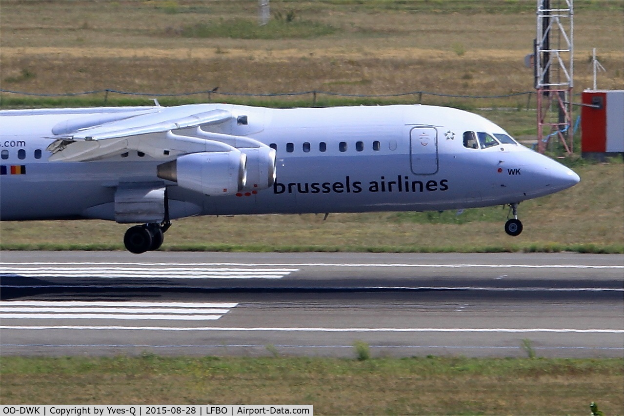 OO-DWK, 1999 British Aerospace Avro 146-RJ100 C/N E3360, British Aerospace RJ100, Landing rwy 14R, Toulouse-Blagnac Airport (LFBO-TLS)