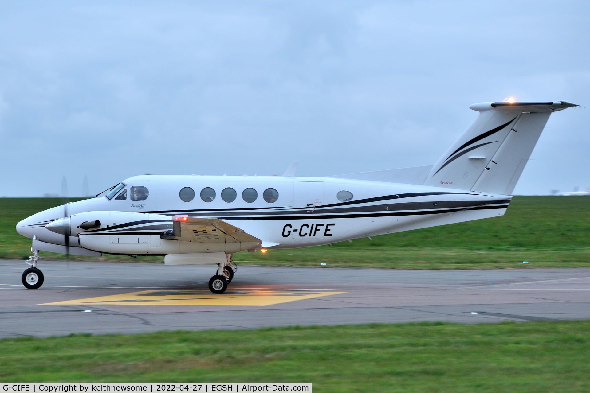 G-CIFE, 2003 Raytheon B200 King Air C/N BB-1829, Arriving at Norwich from Inverness.