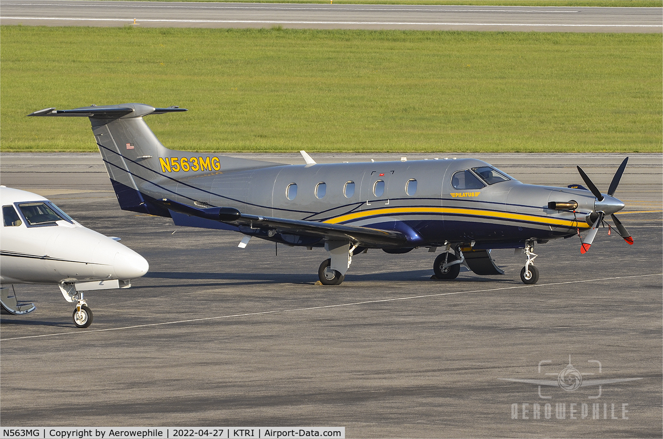 N563MG, 2014 Pilatus PC-12/47E C/N 1511, Parked at Tri-Cities Aviation FBO, at Tri-Cities Airport (KTRI).