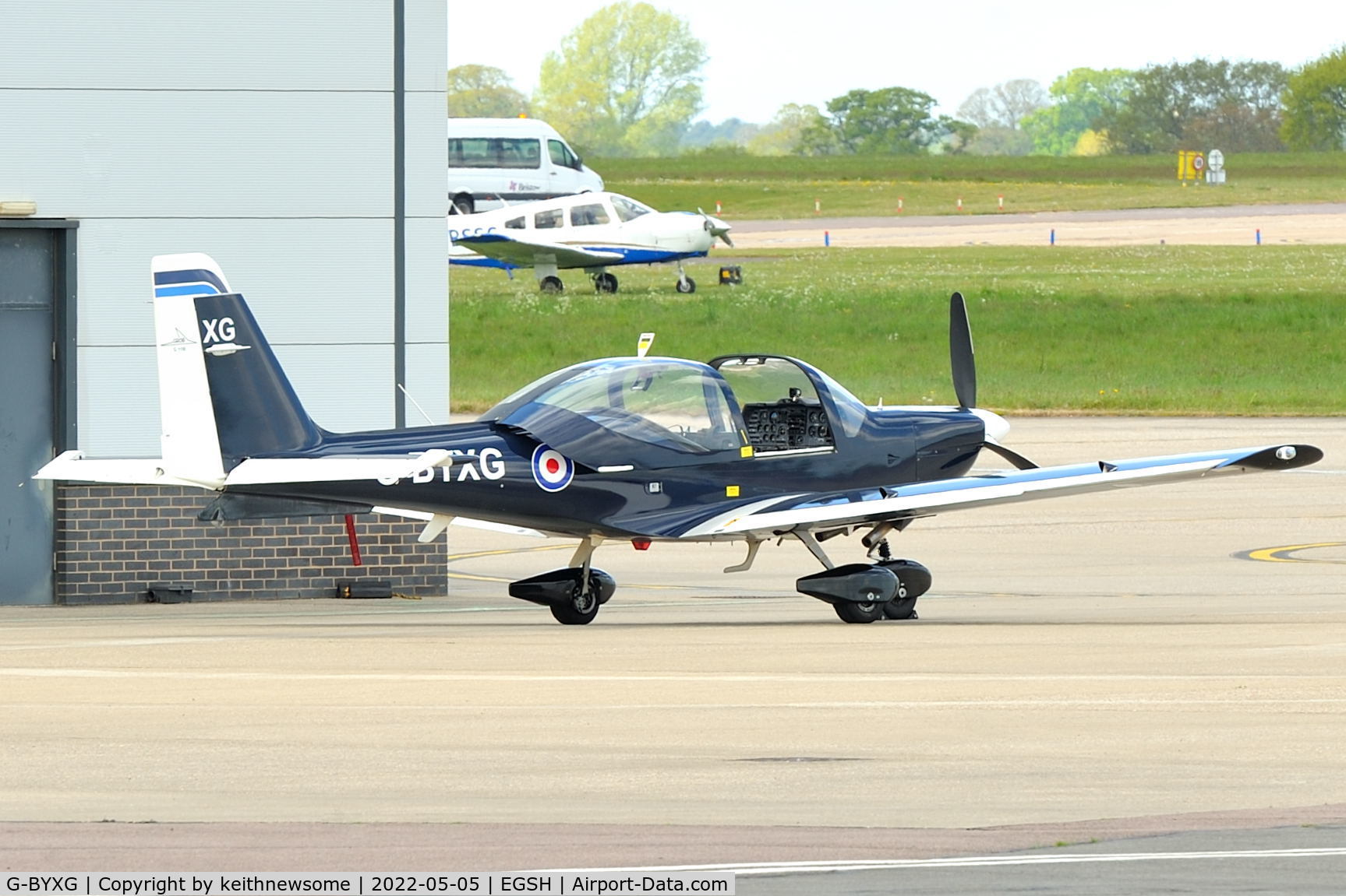 G-BYXG, 2001 Grob G-115E Tutor T1 C/N 82167/E, Parked at Norwich.