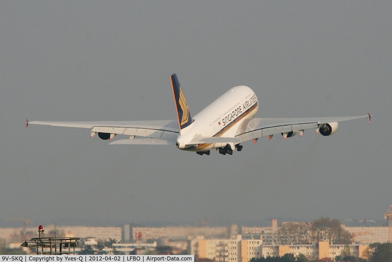 9V-SKQ, 2011 Airbus A380-841 C/N 079, Airbus A380-841, Take off rwy 14R, Toulouse Blagnac Airport (LFBO-TLS)