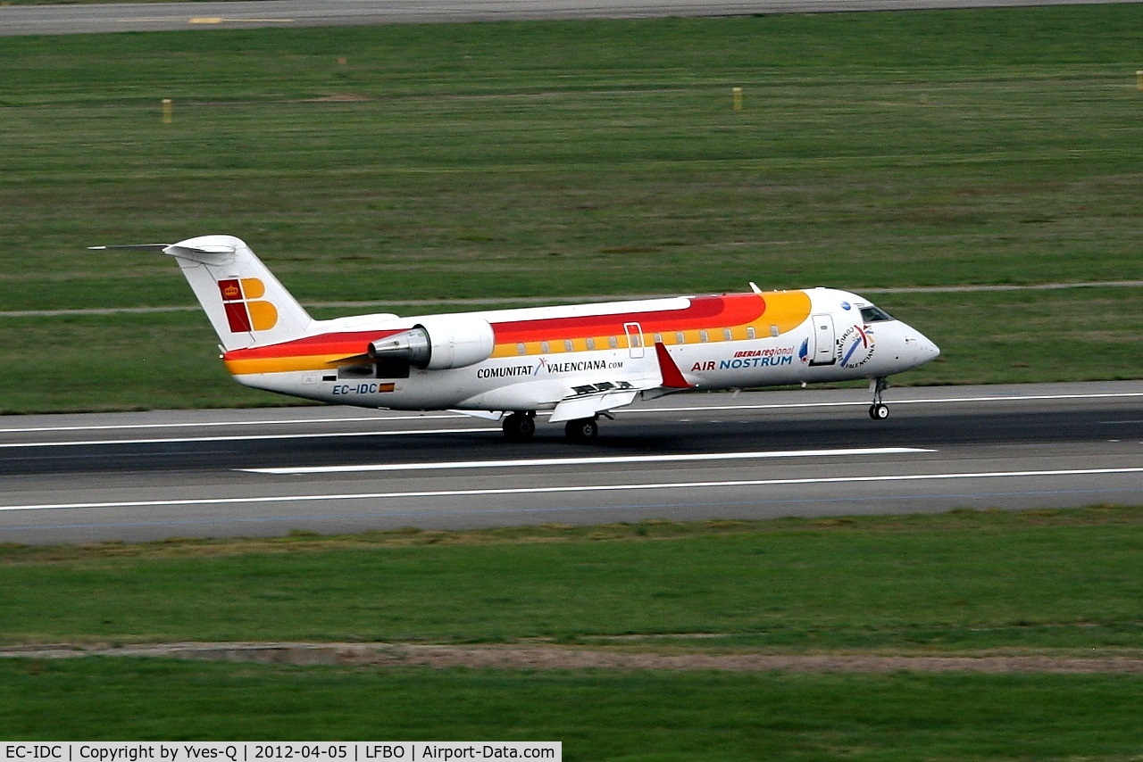 EC-IDC, 2002 Bombardier CRJ-200ER (CL-600-2B19) C/N 7622, Canadair Regional Jet CRJ-200ER, Landing Rwy 14R, Toulouse Blagnac Airport (LFBO-TLS)