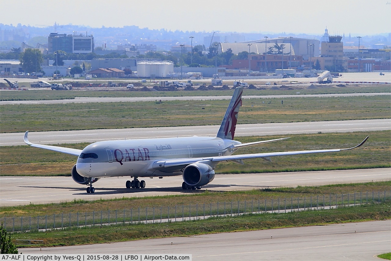 A7-ALF, 2015 Airbus A350-941 C/N 011, Airbus A350-941, Taxiing to holding point rwy 14R, Toulouse-Blagnac airport (LFBO-TLS)