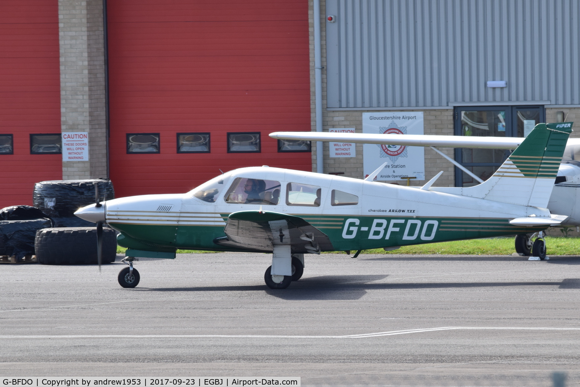 G-BFDO, 1977 Piper PA-28R-201T Cherokee Arrow III C/N 28R-7703212, G-BFDO at Gloucestershire Airport.