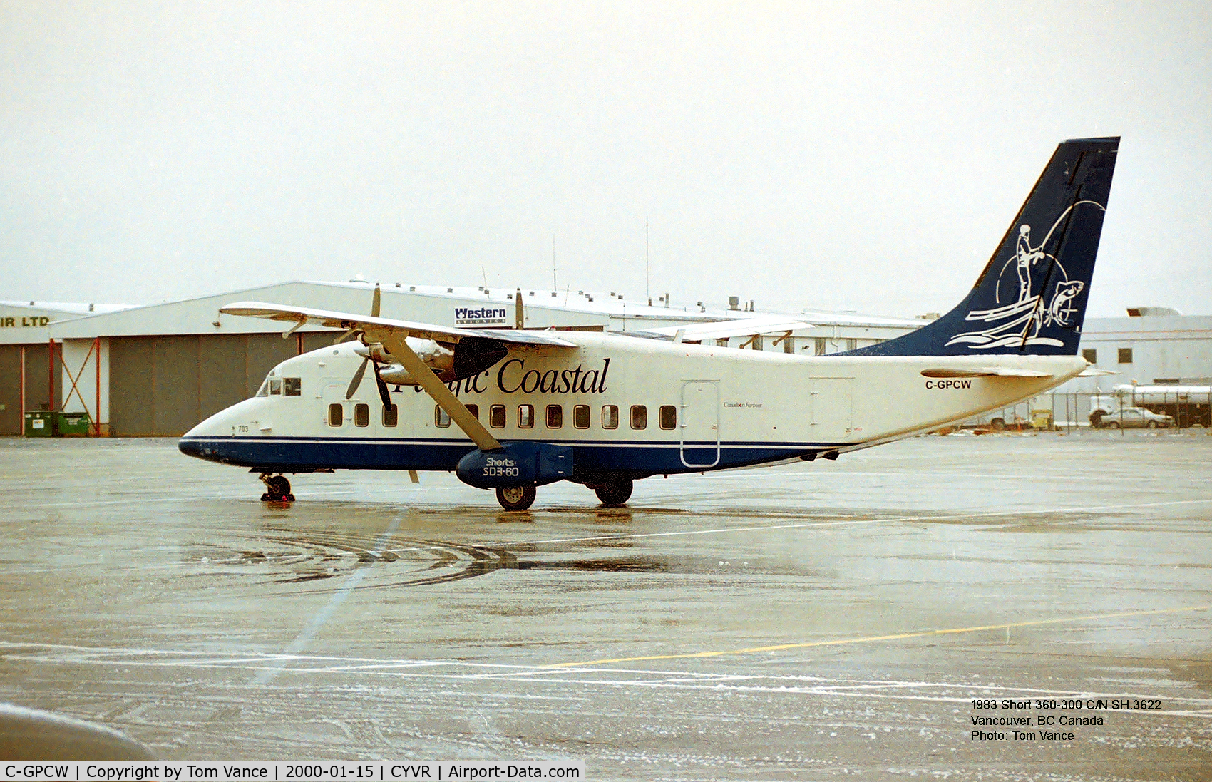 C-GPCW, 1983 Short 360-300 C/N SH.3622, At CYVR Pacific Coastal Ramp Jan 15 2000