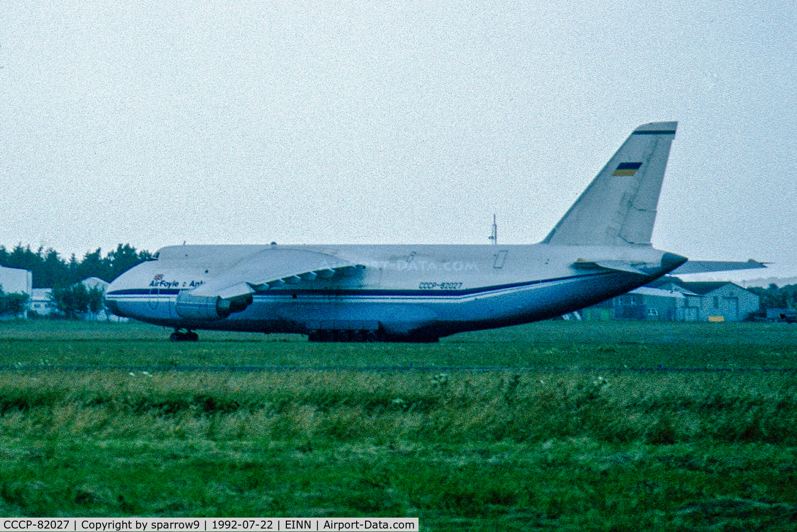 CCCP-82027, 1990 Antonov An-124-100 Ruslan C/N 19530502288, Seen when passing Shannon airport by car. Scanned from a slide.