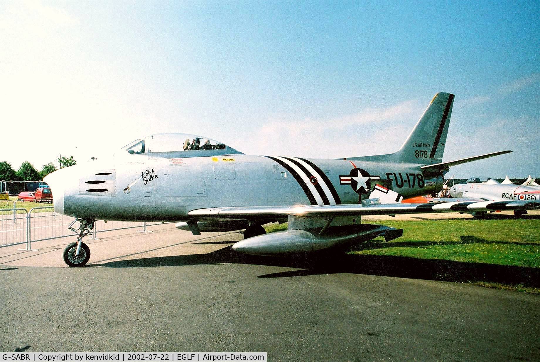 G-SABR, 1948 North American F-86A Sabre C/N 151-083 (151-43547), At Farnborough International 2002.