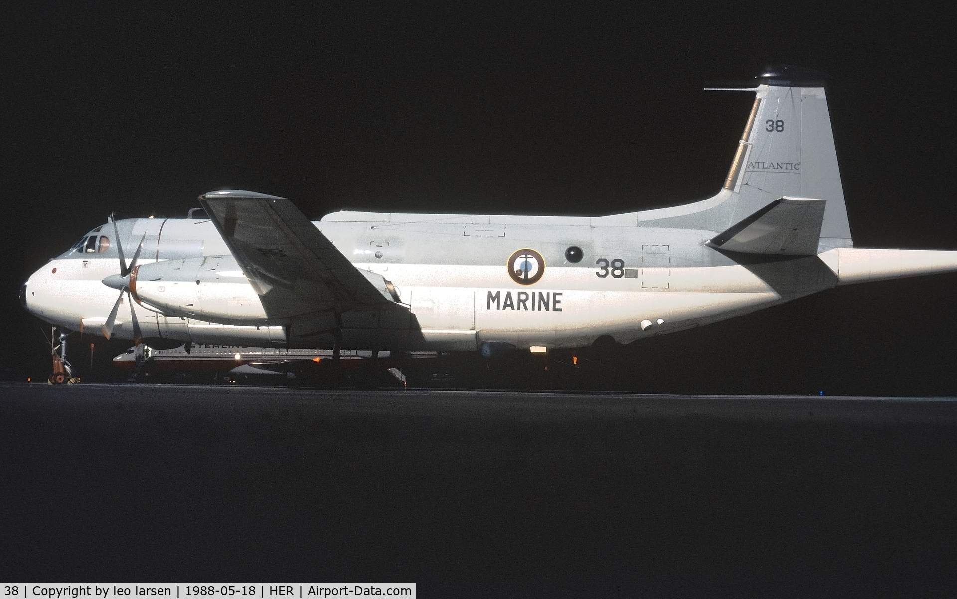 38, Breguet 1150 Atlantic C/N 38, Heraklion 18.5.1988.Night stop