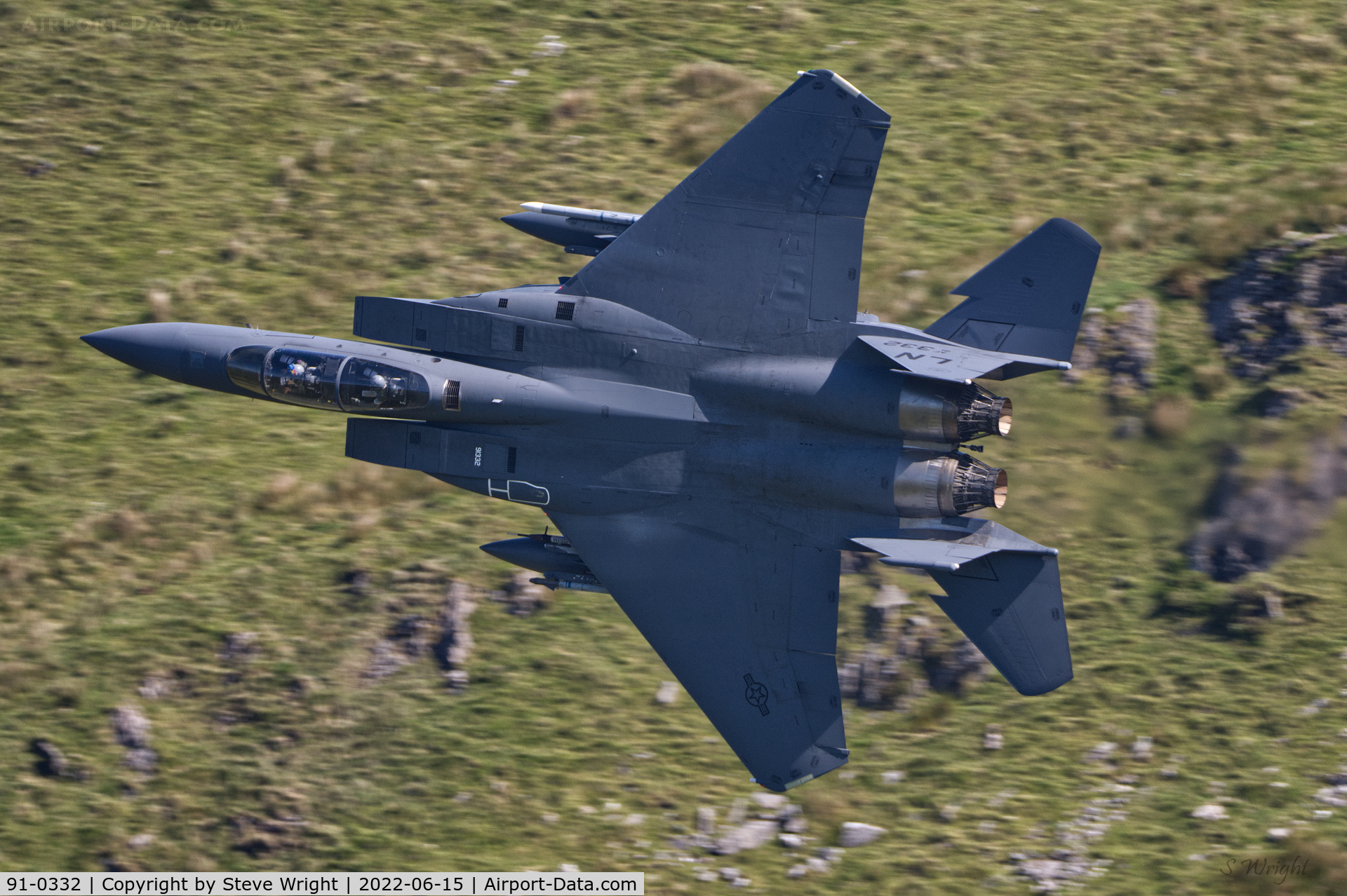 91-0332, 1991 McDonnell Douglas F-15E Strike Eagle C/N 1239/E197, Bwlch Oerdrws, Mach Loop Wales UK