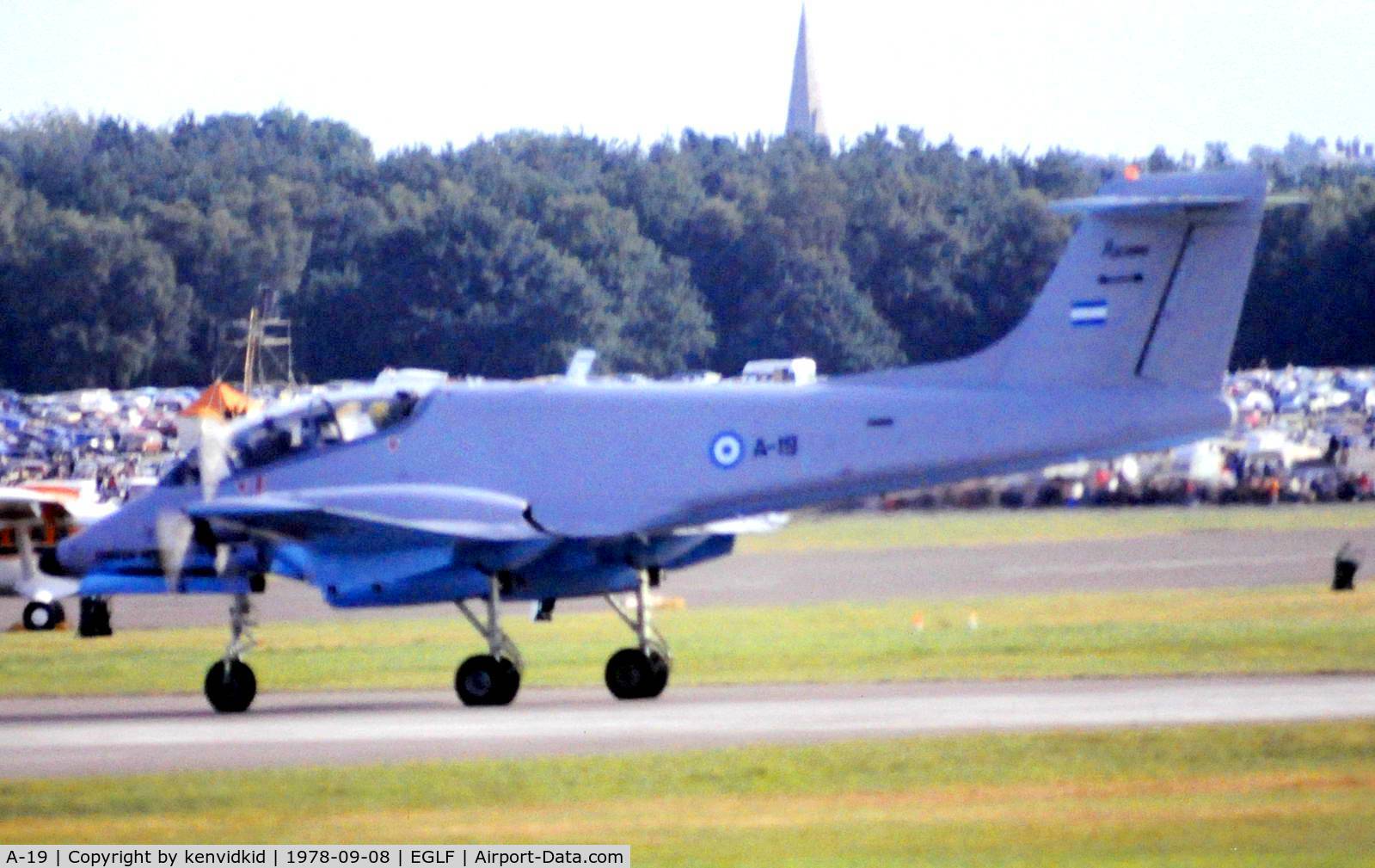 A-19, FMA IA-58A Pucará C/N 019, At Farnborough International 1978.