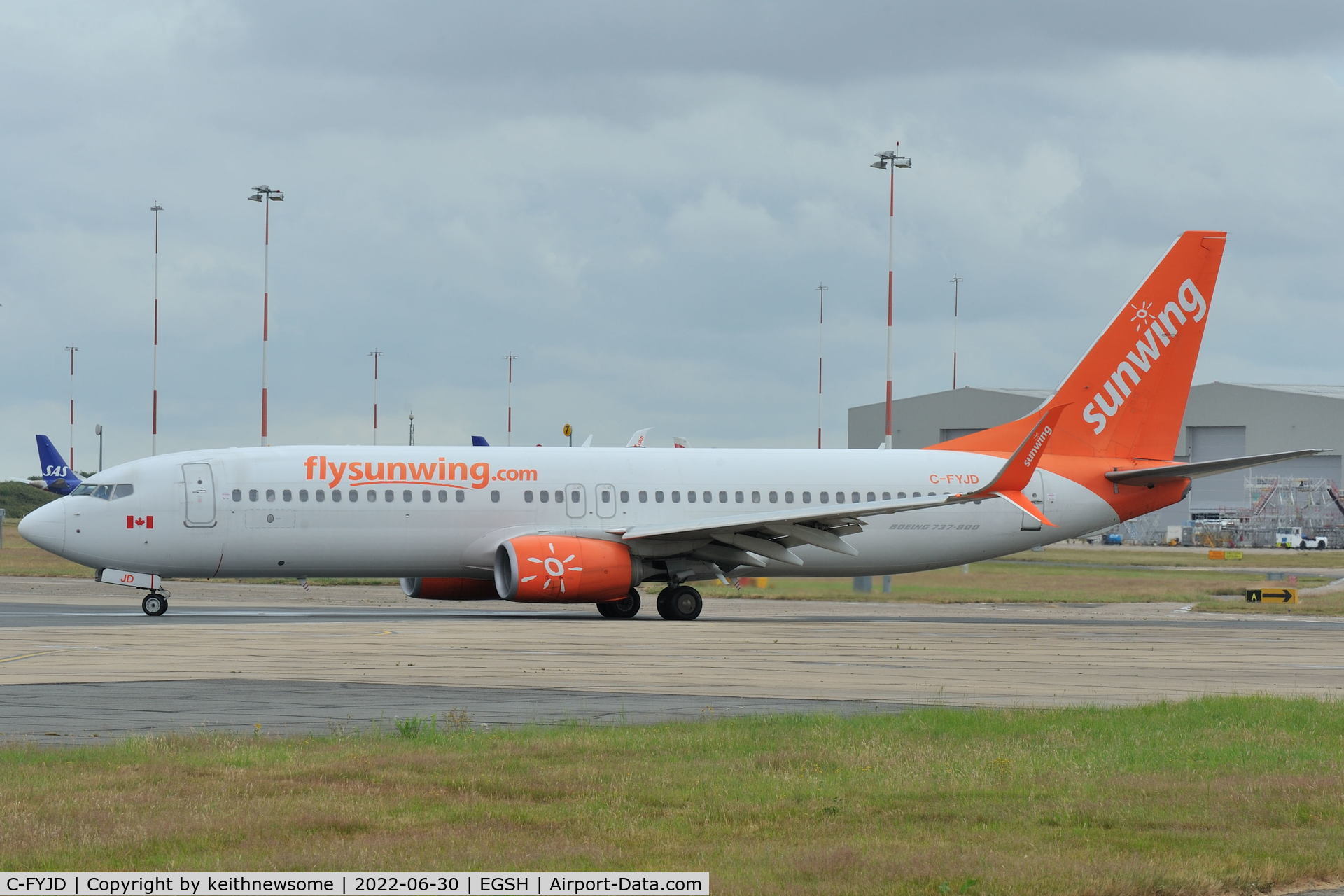 C-FYJD, 2015 Boeing 737-8Q8 C/N 41807, Leaving Norwich for Pafos.