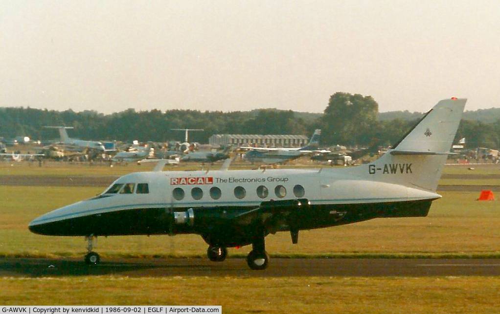 G-AWVK, 1969 Handley Page HP-137 Jetstream 200 C/N 208, At the 1986 Farnborough International Air Show.