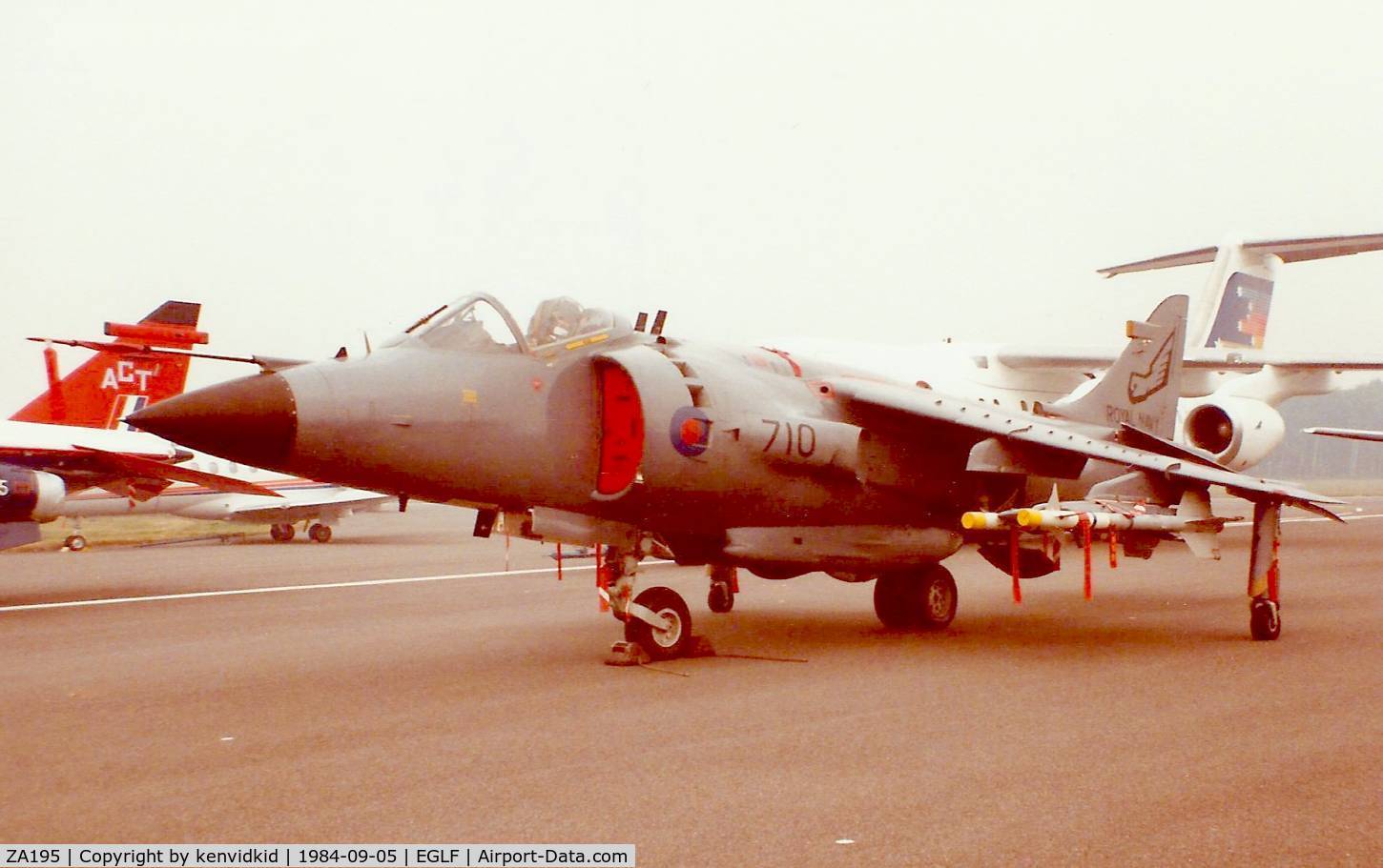 ZA195, 1983 British Aerospace Sea Harrier FRS.1 C/N 41H-912034, At the 1986 Farnborough International Air Show.