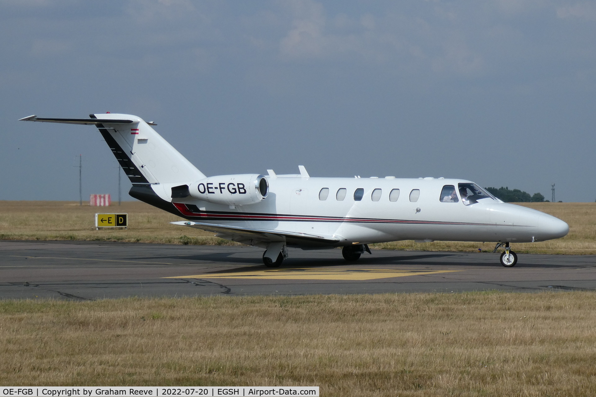 OE-FGB, 2007 Cessna 525A CitationJet CJ2 C/N 525A-0362, Departing from Norwich.