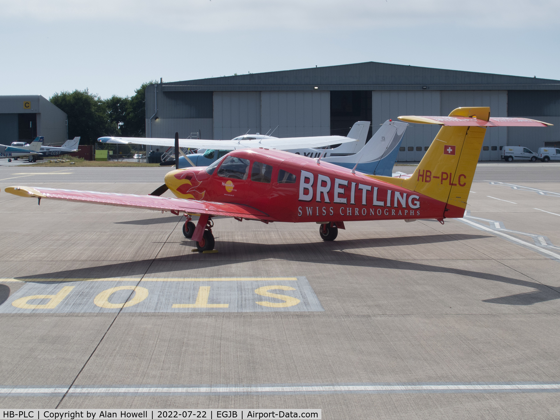 HB-PLC, Piper PA-28RT-201T Turbo Arrow IV Arrow IV C/N 28R-8231056, On the west apron, Guernsey