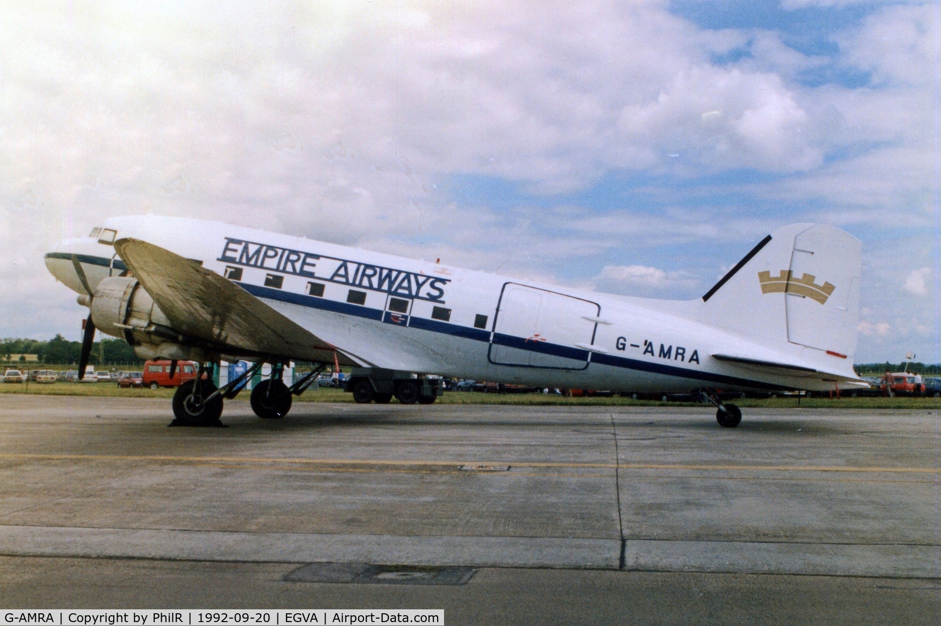 G-AMRA, 1944 Douglas DC-3C (C-47B-15-DK) C/N 15290, Visitors ramp at the RAF Fairford International Air Tattoo.