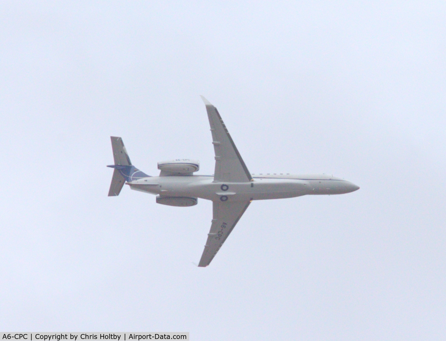 A6-CPC, 2006 Embraer EMB-135BJ Legacy 600 C/N 14500960, Over Ware, Herts on approach into Stansted Airport
