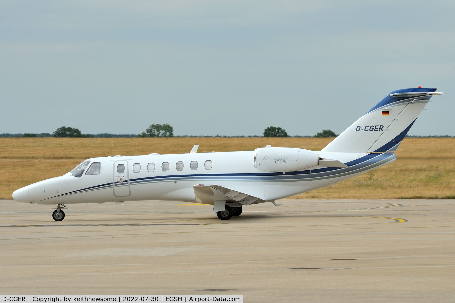 D-CGER, 2006 Cessna 525B CitationJet CJ3 C/N 525B-0081, Arriving at Norwich from Cannes, France.