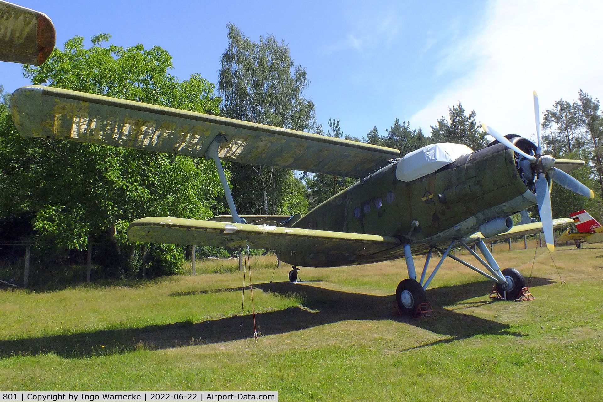 801, Antonov An-2TP C/N 128 (473) 01, Antonov An-2TP COLT (awaiting restoration, minus vertical tail and all wing flaps and ailerons) at the Flugplatzmuseum Cottbus (Cottbus airfield museum)