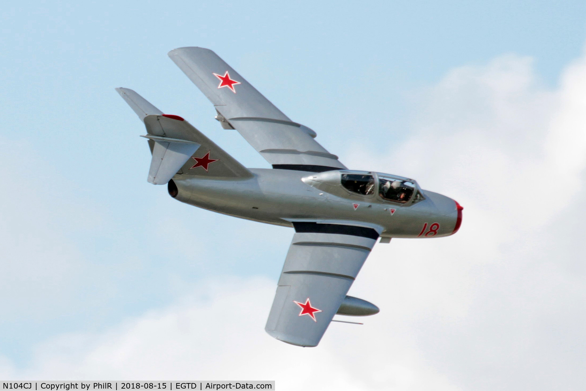 N104CJ, 1952 PZL-Mielec SBLim-2 (MiG-15UTI) C/N 1A01004, N104CJ 1952 WZK-PZL-Mielec Mig 15UTI Lim-2 Soviet Air Force Wings & Wheels Dunsfold 15.08.18 (18)