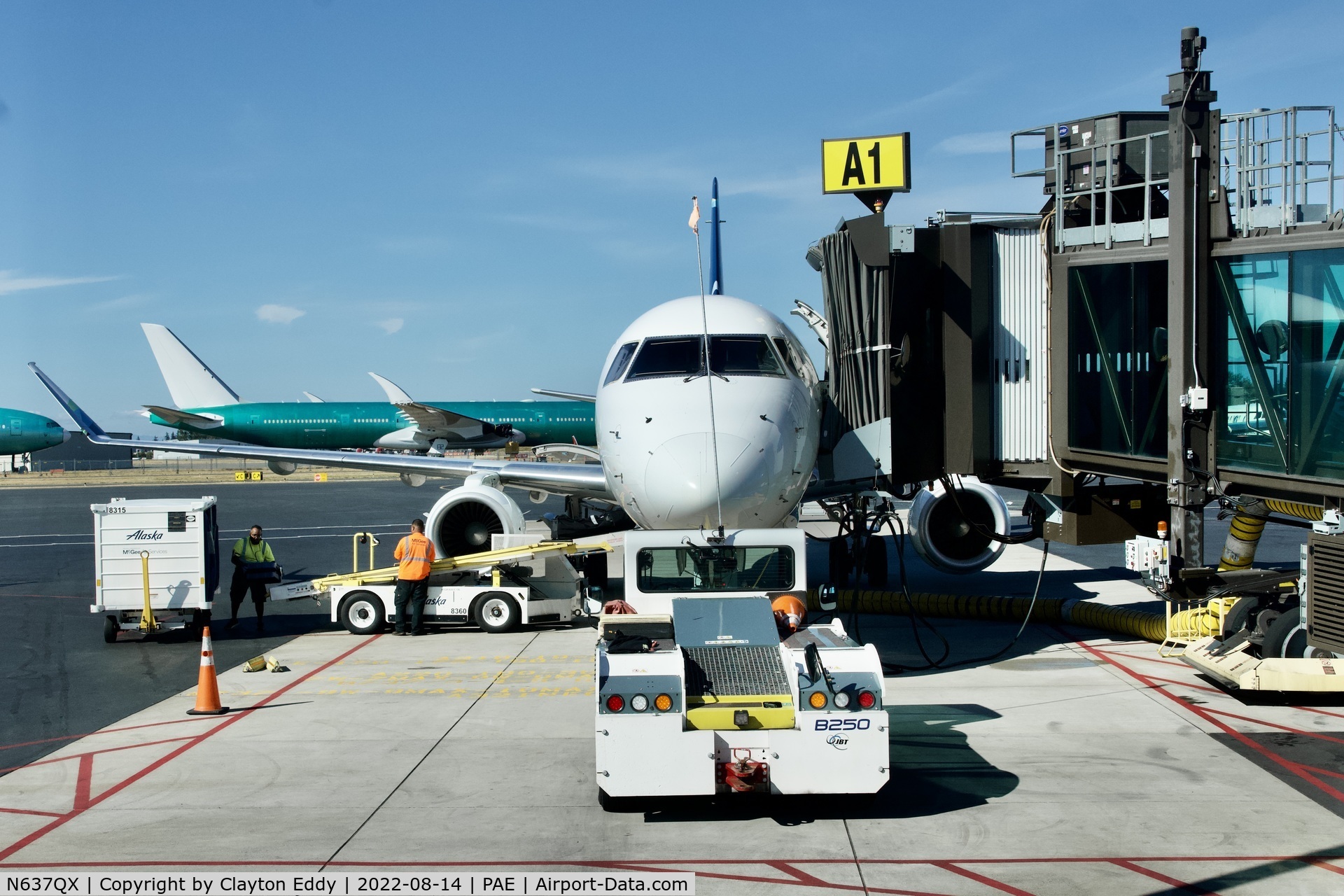 N637QX, 2018 Embraer 175LR (ERJ-170-200LR) C/N 17000755, Paine Field airport Washington 2022.