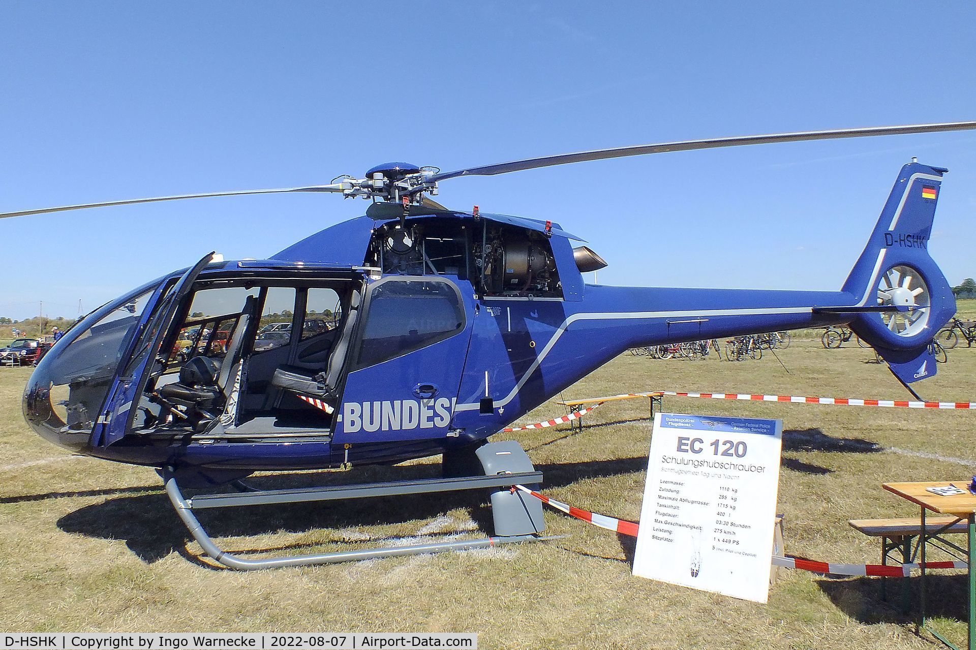 D-HSHK, 2010 Eurocopter EC-120B Colibri C/N 1653, Eurocopter EC120B Colibri of the Bundespolizei (german federal police) at the 2022 Flugplatz-Wiesenfest airfield display at Weilerswist-Müggenhausen ultralight airfield