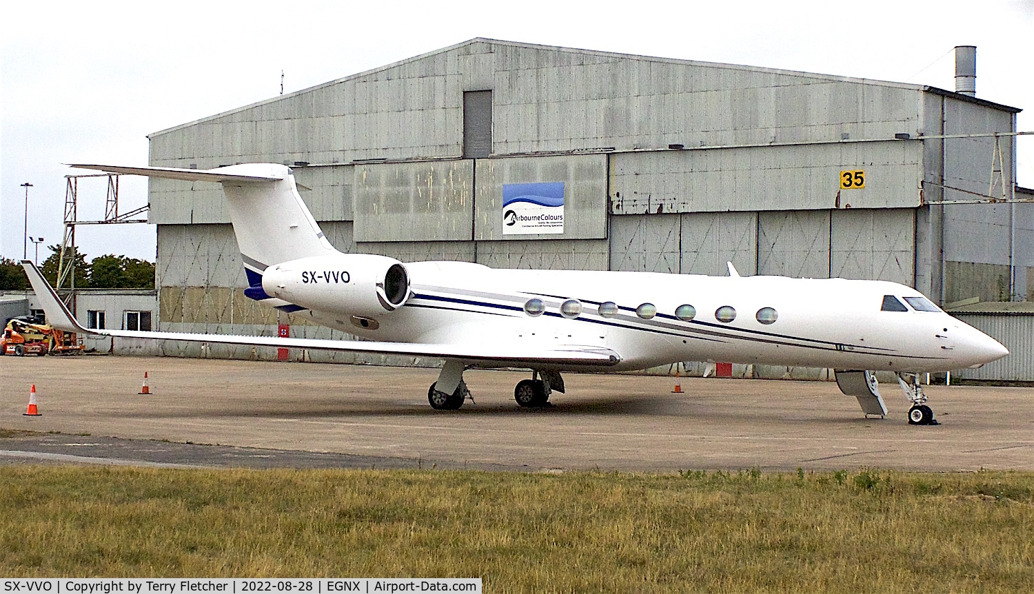 SX-VVO, Gulfstream Aerospace GV-SP (G550) C/N 5364, At East Midlands Airport