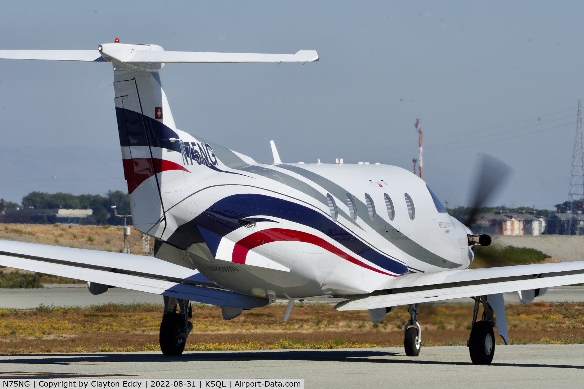 N75NG, 2012 Pilatus PC-12/47E C/N 1375, San Carlos Airport in California 2022.