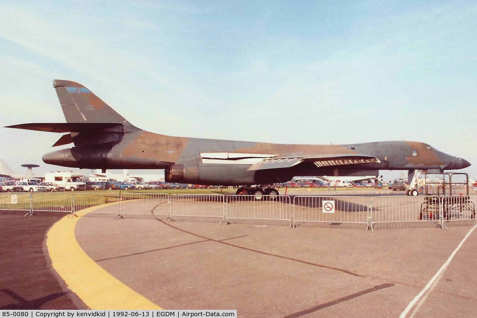 85-0080, 1985 Rockwell B-1B Lancer C/N 40, At Boscombe Down, scanned from print.