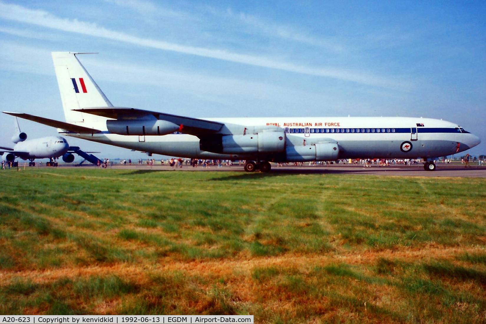 A20-623, 1968 Boeing 707-338C C/N 19623, At Boscombe Down, scanned from print.